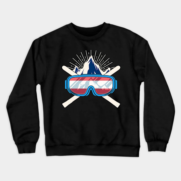 Ski Austria Austrian Skiing Skier Flag Winter Sports Crewneck Sweatshirt by E